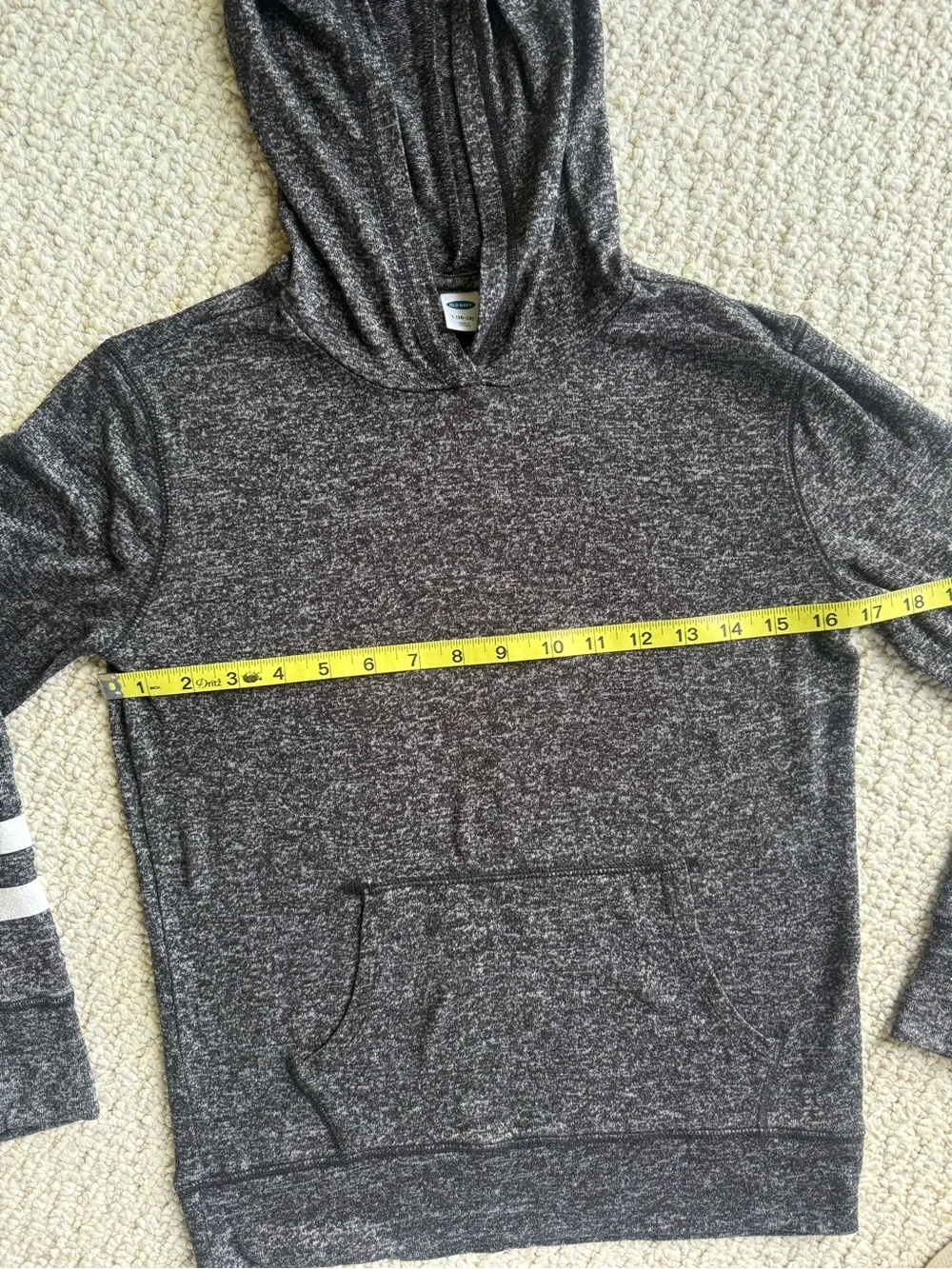 Youth Boys’ Dark Gray Hooded Pullover with Sleeve Stripes